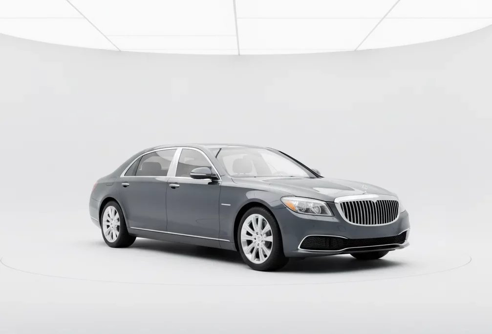 A sedan in a bright studio after CarBG editing